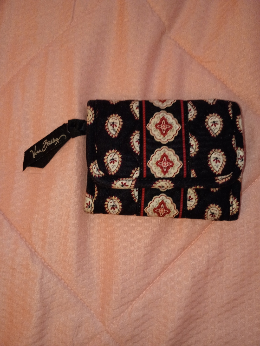 Vera Bradley Black, Red & Cream Patterned Wallet